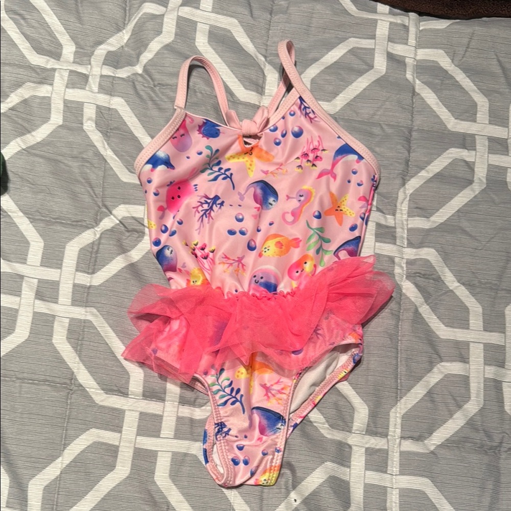 Pink Kids' Swimsuit with Tulle Skirt